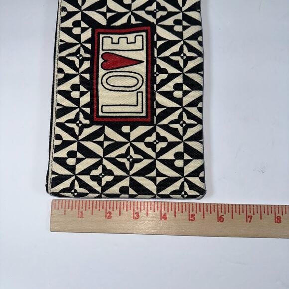 Brighton Canvas Zippered Pouch LOVE Black White Red Makeup Bag 5.5" x 9.5" - Picture 6 of 9